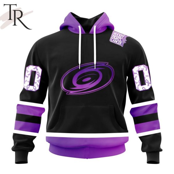 NHL Carolina Hurricanes Special Black Hockey Fights Cancer Kits Hoodie