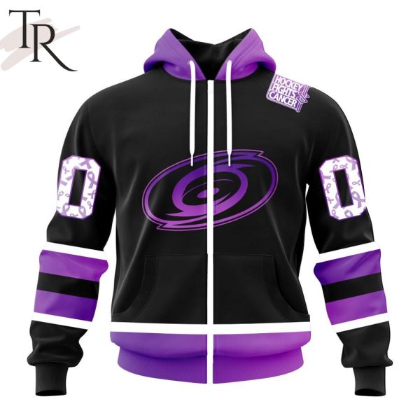 NHL Carolina Hurricanes Special Black Hockey Fights Cancer Kits Hoodie