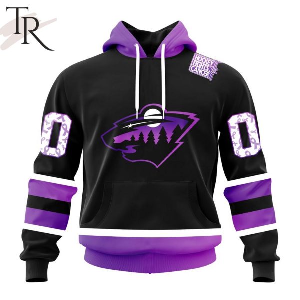 NHL Minnesota Wild Special Black Hockey Fights Cancer Kits Hoodie