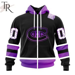 NHL Montreal Canadiens Special Black Hockey Fights Cancer Kits Hoodie