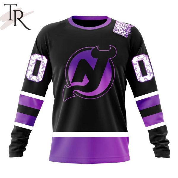 NHL New Jersey Devils Special Black Hockey Fights Cancer Kits Hoodie