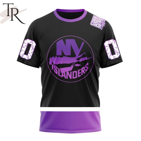NHL New York Islanders Special Black Hockey Fights Cancer Kits Hoodie
