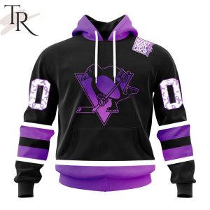 NHL Pittsburgh Penguins Special Black Hockey Fights Cancer Kits Hoodie