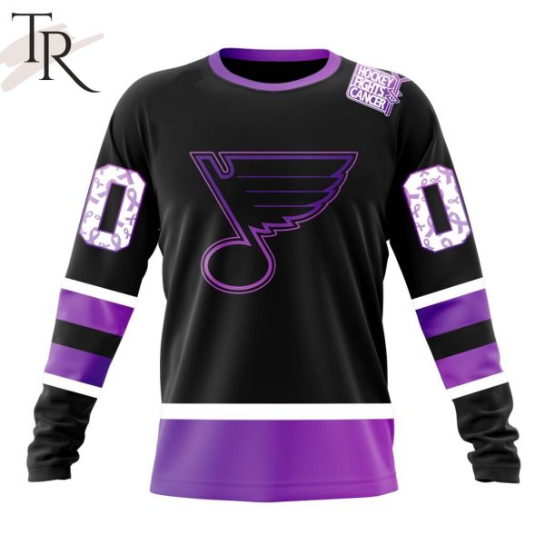 NHL St. Louis Blues Special Black Hockey Fights Cancer Kits Hoodie