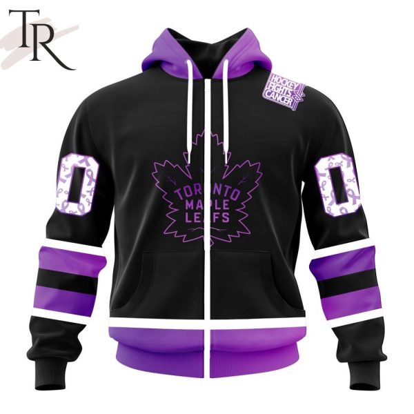 NHL Toronto Maple Leafs Special Black Hockey Fights Cancer Kits Hoodie