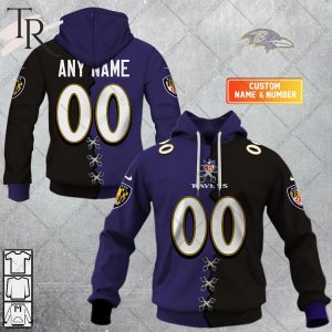 Personalized NFL Baltimore Ravens Mix Jersey Style Hoodie