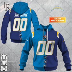 Personalized NFL Los Angeles Chargers Mix Jersey Style Hoodie