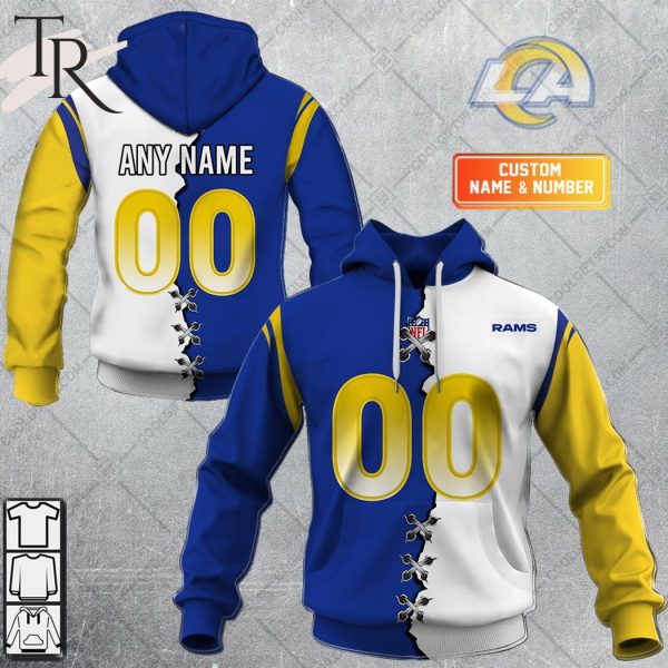 Personalized NFL Los Angeles Rams Mix Jersey Style Hoodie