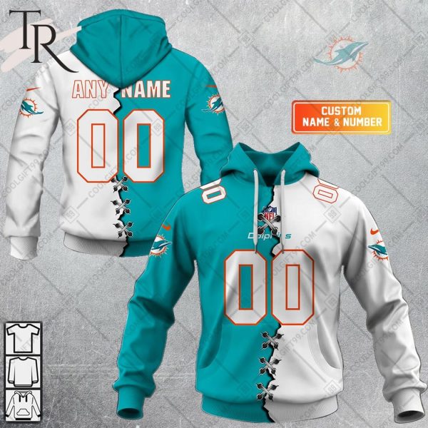 Personalized NFL Miami Dolphins Mix Jersey Style Hoodie