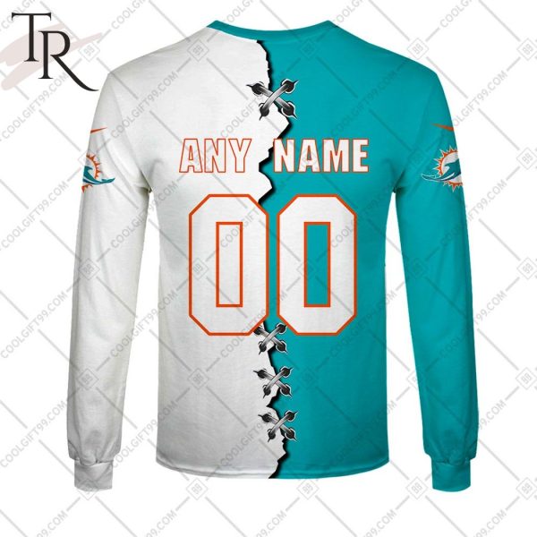 Personalized NFL Miami Dolphins Mix Jersey Style Hoodie
