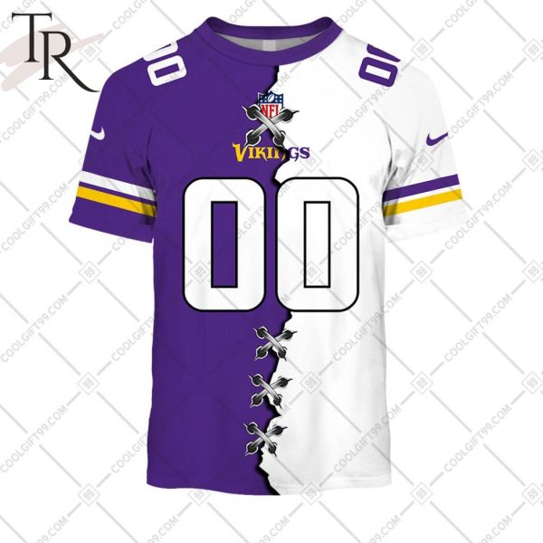 Personalized NFL Minnesota Vikings Mix Jersey Style Hoodie