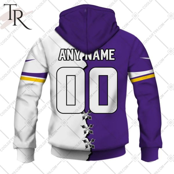 Personalized NFL Minnesota Vikings Mix Jersey Style Hoodie