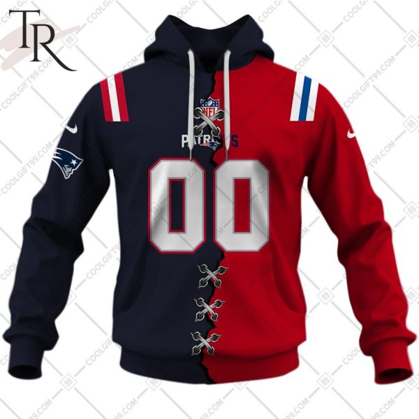Personalized NFL New England Patriots Mix Jersey Style Hoodie