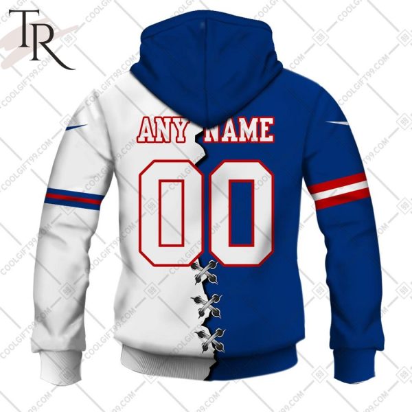 Personalized NFL New York Giants Mix Jersey Style Hoodie