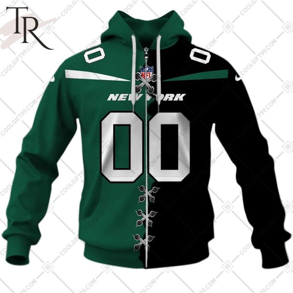 Personalized NFL New York Jets Mix Jersey Style Hoodie