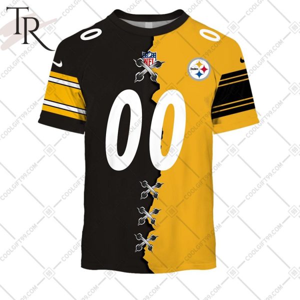 Personalized NFL Pittsburgh Steelers Mix Jersey Style Hoodie