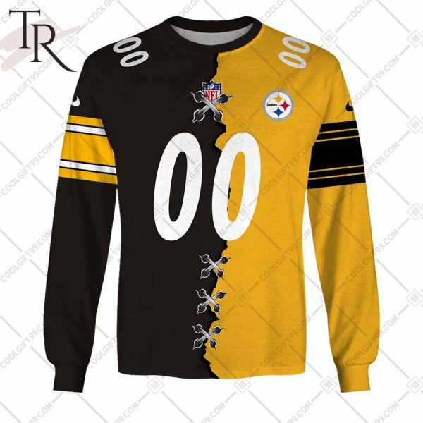 Personalized NFL Pittsburgh Steelers Mix Jersey Style Hoodie