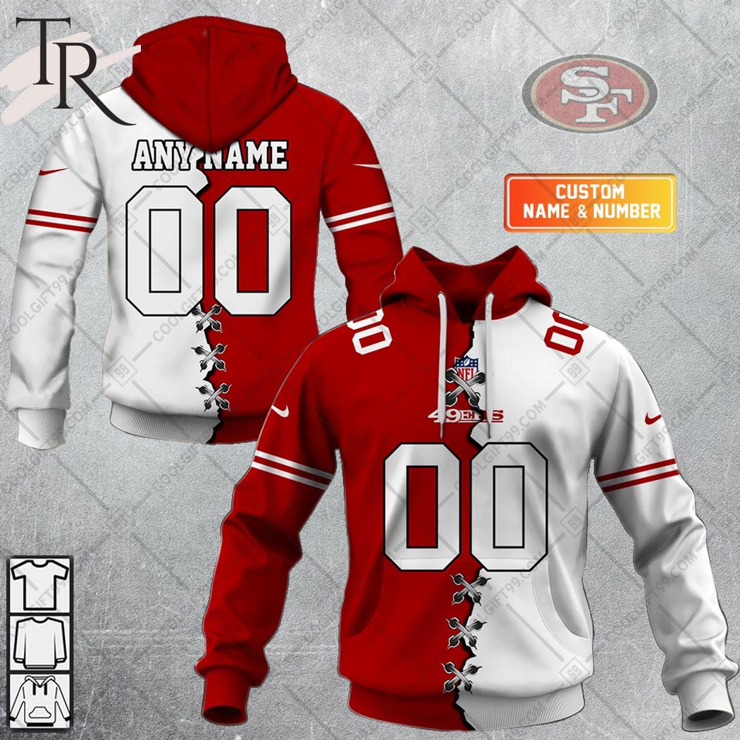 Personalized NFL San Francisco 49ers Mix Jersey Style Hoodie - Torunstyle