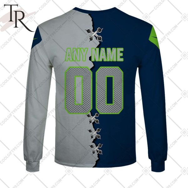 Personalized NFL Seattle Seahawks Mix Jersey Style Hoodie