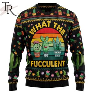 Cactus What the Fucculent Ugly Christmas Sweater