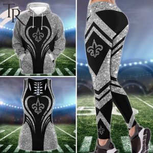 NFL New Orleans Saints Hoodie & Leggings Set For Women Custom Your Name, Tanktop & Leggings Set Sport