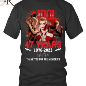 Billy Idol 47 Years 1976 – 2023 Thank You For The Memories T-Shirt