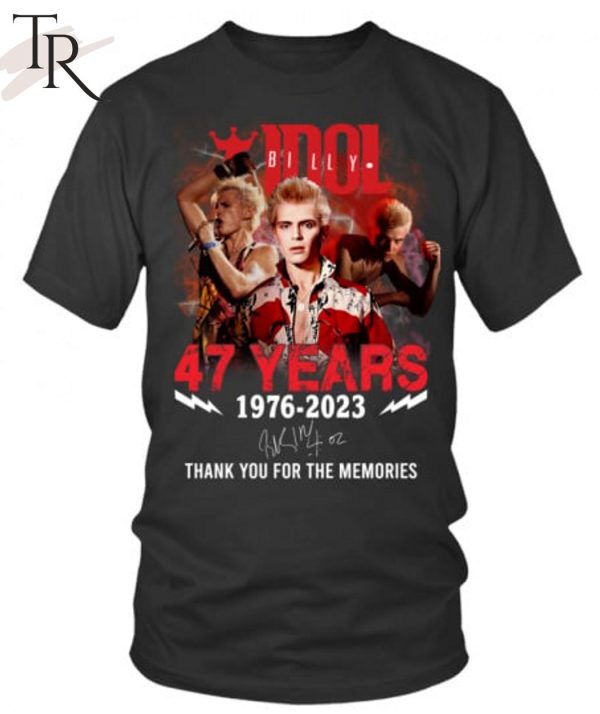 Billy Idol 47 Years 1976 – 2023 Thank You For The Memories T-Shirt