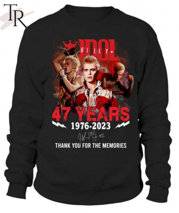 Billy Idol 47 Years 1976 – 2023 Thank You For The Memories T-Shirt