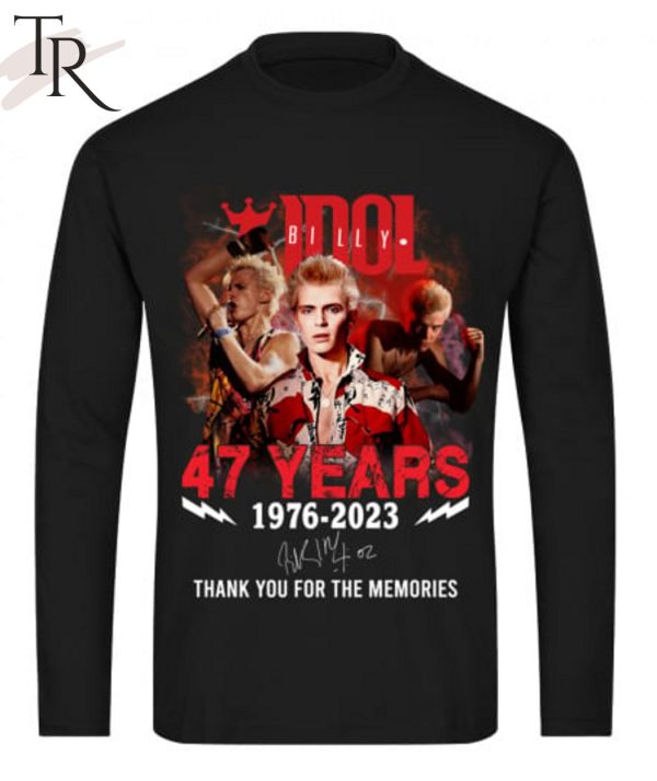 Billy Idol 47 Years 1976 – 2023 Thank You For The Memories T-Shirt