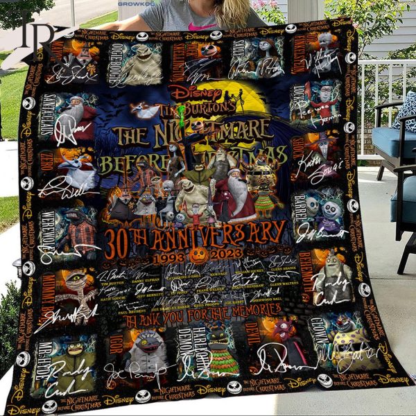 Disney Tim Burton’s The Nightmare Before Christmas 30th Anniversary 1993 – 2023 Thank You For The Memories Fleece Blanket