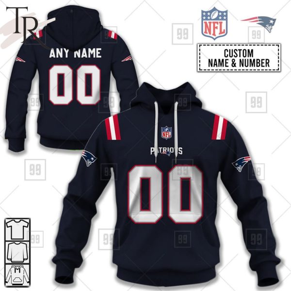 Personalized NFL New England Patriots Home Jersey Style Hoodie