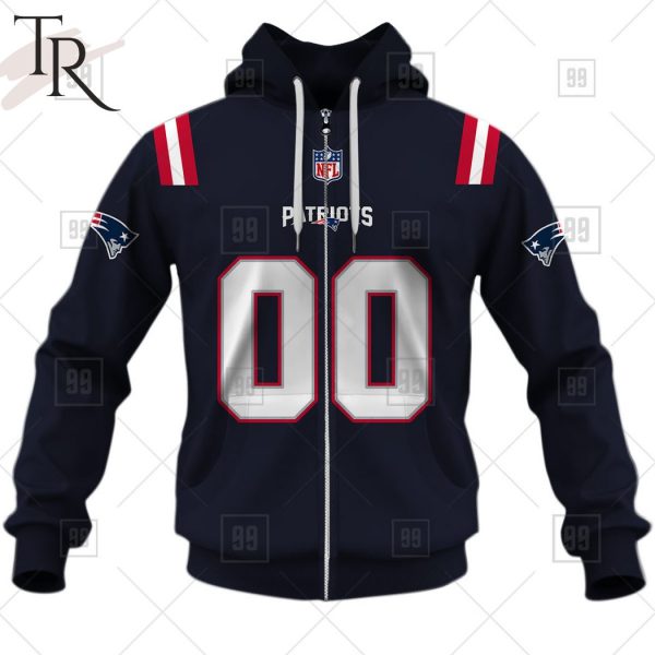 Personalized NFL New England Patriots Home Jersey Style Hoodie - Torunstyle | Rundhalsshirts