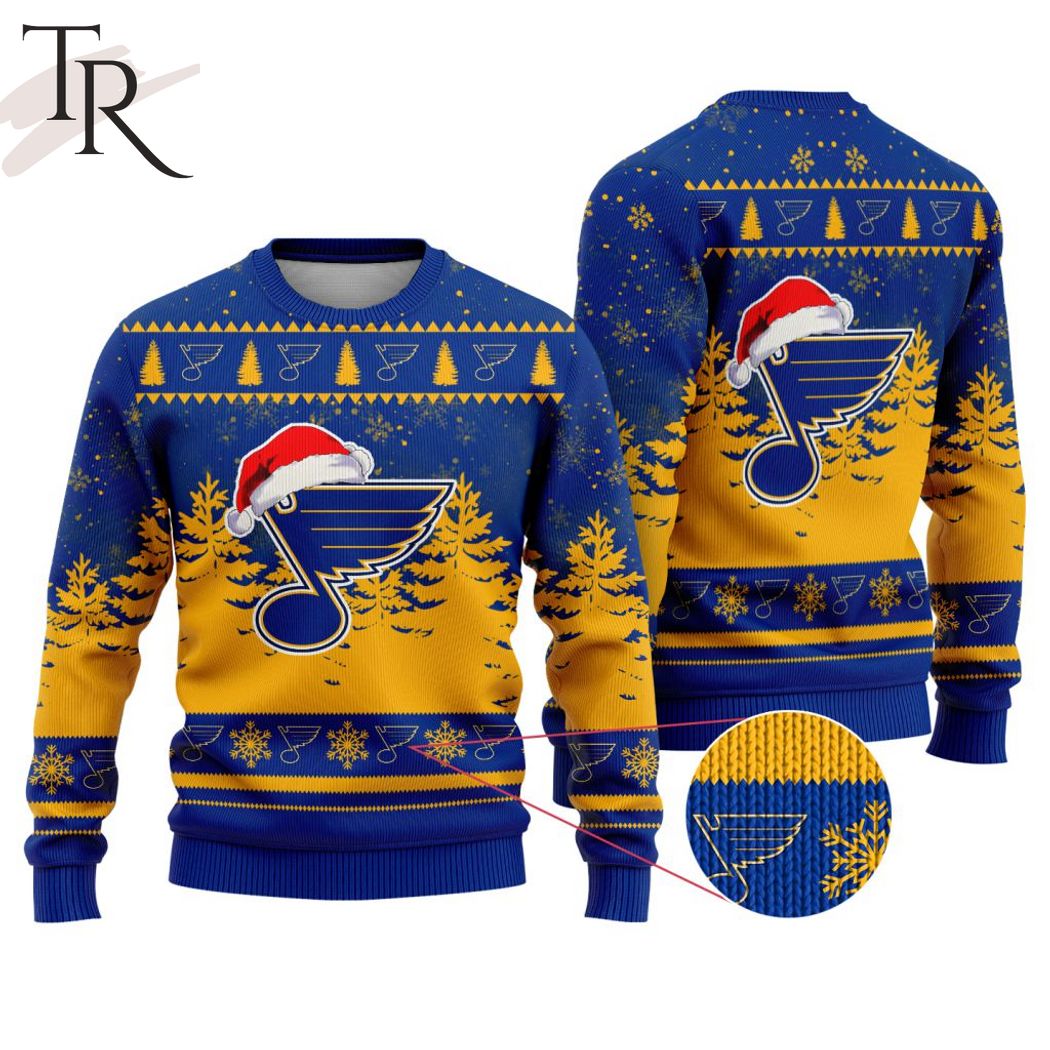 CustomCat St.Louis Blues Vintage NHL Ugly Christmas Sweater Royal / XL