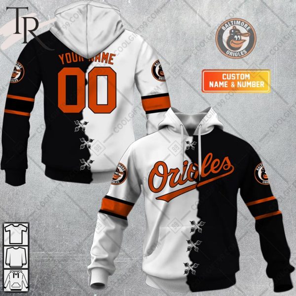 Personalized MLB Baltimore Orioles Mix Jersey Hoodie