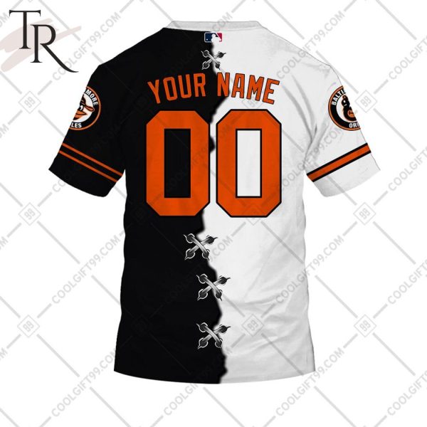 Personalized MLB Baltimore Orioles Mix Jersey Hoodie