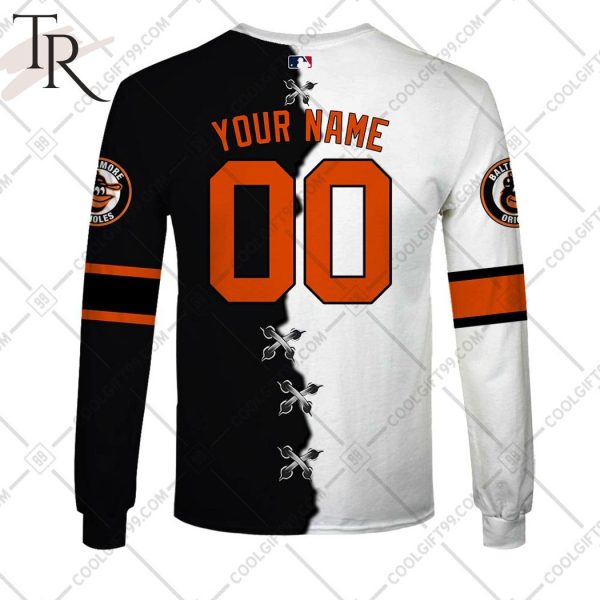 Personalized MLB Baltimore Orioles Mix Jersey Hoodie