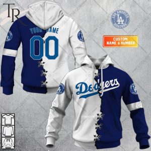 Personalized MLB Los Angeles Dodgers Mix Jersey Hoodie