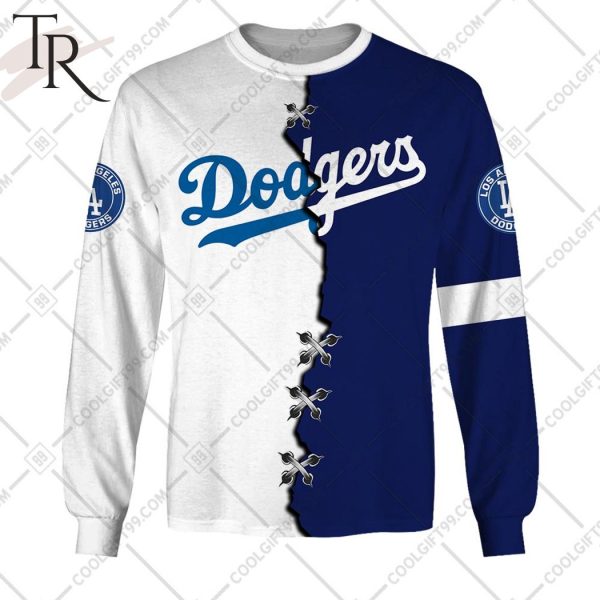 Personalized MLB Los Angeles Dodgers Mix Jersey Hoodie