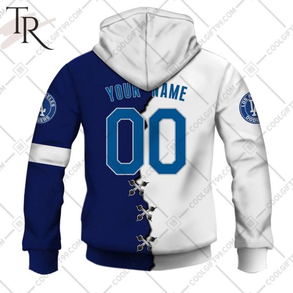 Personalized MLB Los Angeles Dodgers Mix Jersey Hoodie