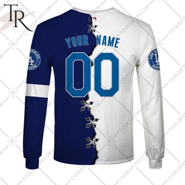 Personalized MLB Los Angeles Dodgers Mix Jersey Hoodie