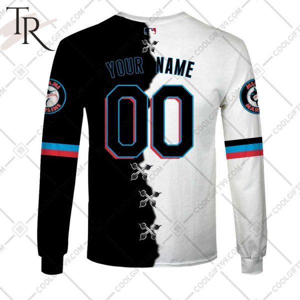 Personalized MLB Miami Marlins Mix Jersey Hoodie