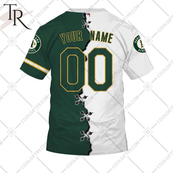 Personalized MLB Oakland Athletics Mix Jersey Hoodie