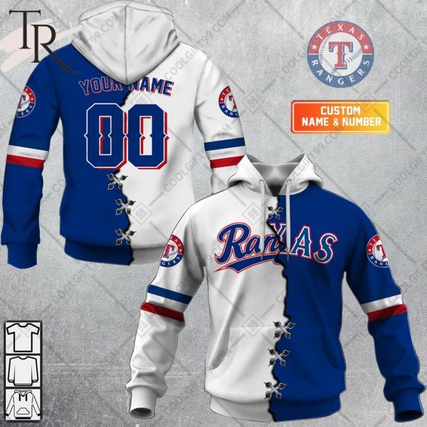 Personalized MLB Texas Rangers Mix Jersey Hoodie