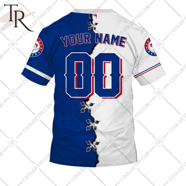 Personalized MLB Texas Rangers Mix Jersey Hoodie