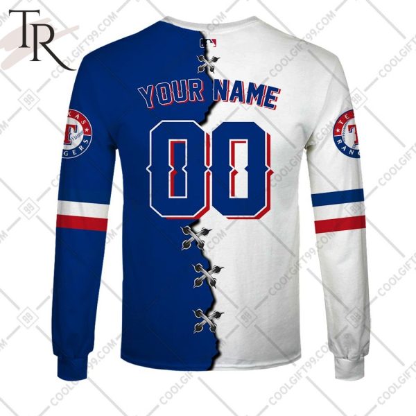 Personalized MLB Texas Rangers Mix Jersey Hoodie