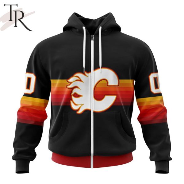 NHL Calgary Flames Special Black And Gradient Design Hoodie