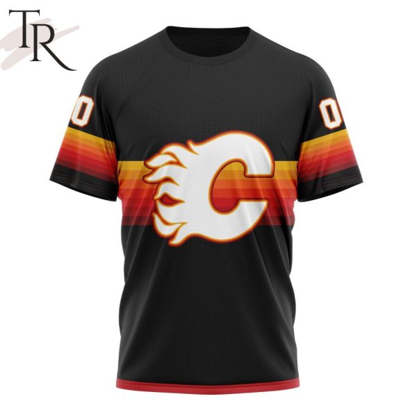 NHL Calgary Flames Special Black And Gradient Design Hoodie