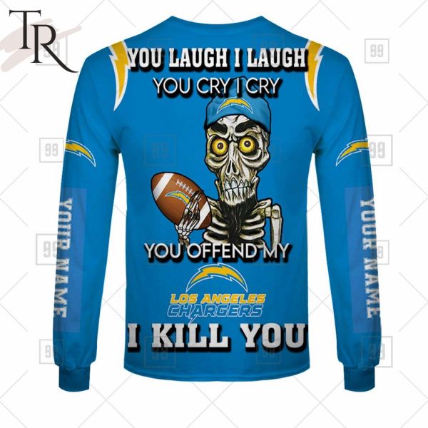 Personalized NFL Los Angeles Chargers You Laugh I Laugh Jersey Hoodie
