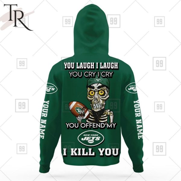 Personalized NFL New York Jets You Laugh I Laugh Jersey Hoodie