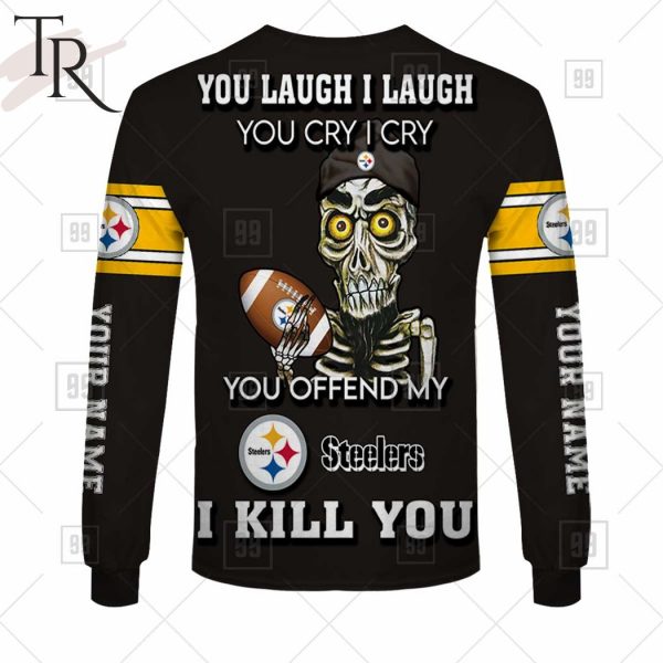 Personalized NFL Pittsburgh Steelers You Laugh I Laugh Jersey Hoodie